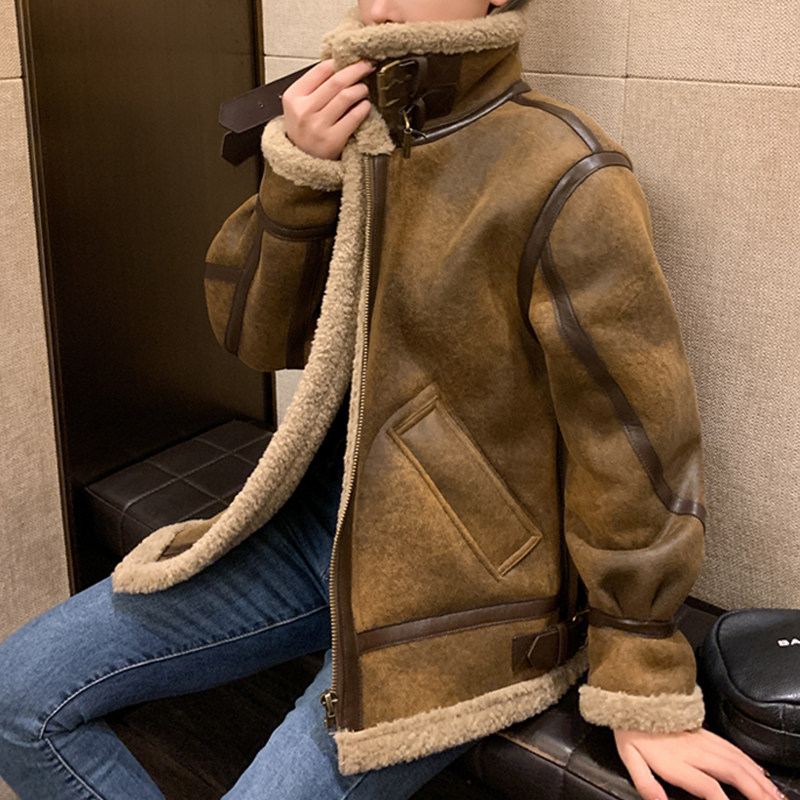 新款皮毛一体秋冬羊羔毛加绒机车服 吟娇短外套