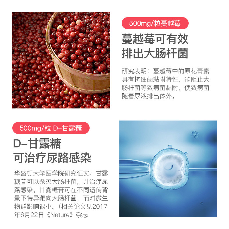荷兰gw d甘露糖蔓越莓片100粒进口 GW海外蔓越莓