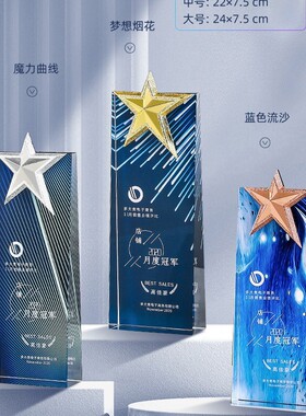 水晶奖杯制做创意彩印优秀员工比赛活动企业荣誉颁奖杯背景可以换