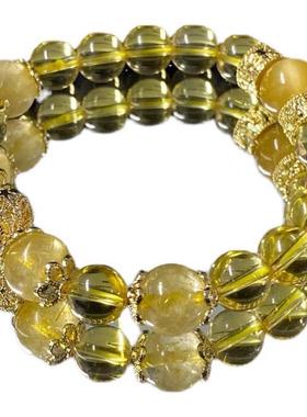 【暴富自由】天然黄水晶招财手链女招财霸金发晶虎眼阿赛送礼定制