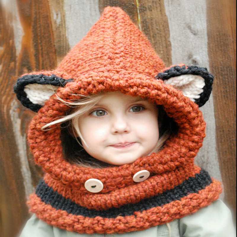 Fox Hat Autumn And Winter Children	s Wo Knitted Hat Hand-图3