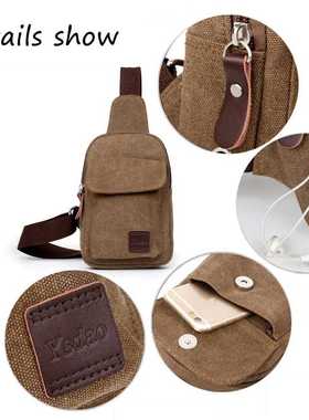 Men Casual Canvas Usb Charging Chest Bag Casual Messenger S