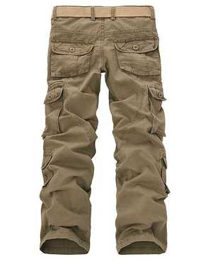 Men's Overalls Army Cargo Pants Straight Multi-pockets Baggy