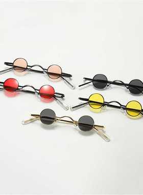 Retro Mini Sunglasses Round Men's Metal Frames Gold Black Re