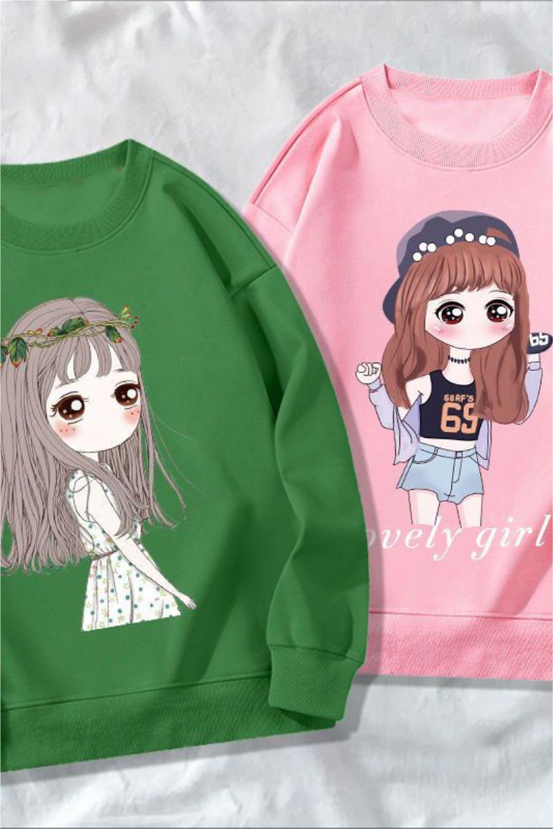 2pcs New Cartoon Hoodies Sweatshirts Kids Teen Girls Cotton - 图1