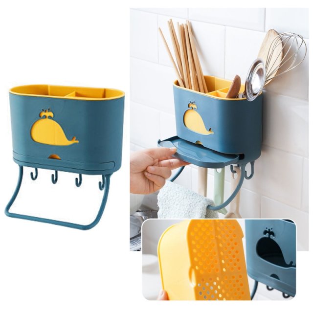 Multi-use Kitchen Organizer Wall Mounted Utensil Rack Flatwa - 图2