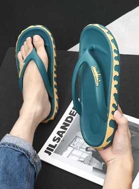 2021 New Men's Slippers Flip Flops Beach Slippers Thick Sole