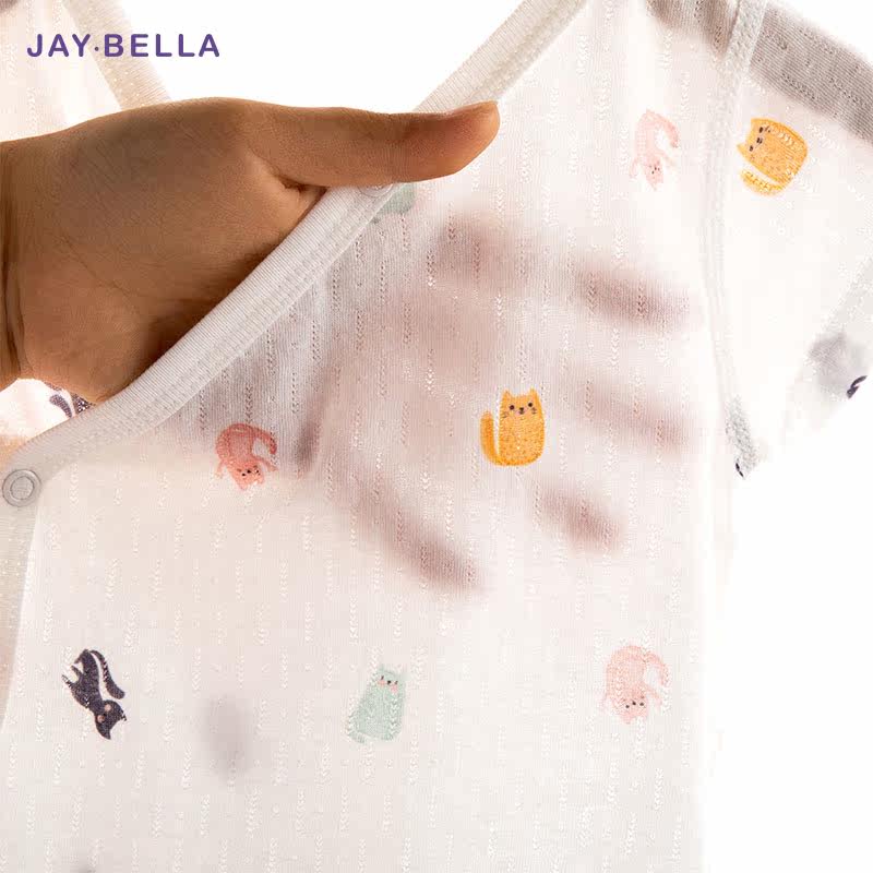 新生婴儿夏季无骨缝制纯棉外出服 jaybella杰贝拉连身衣/爬服/哈衣