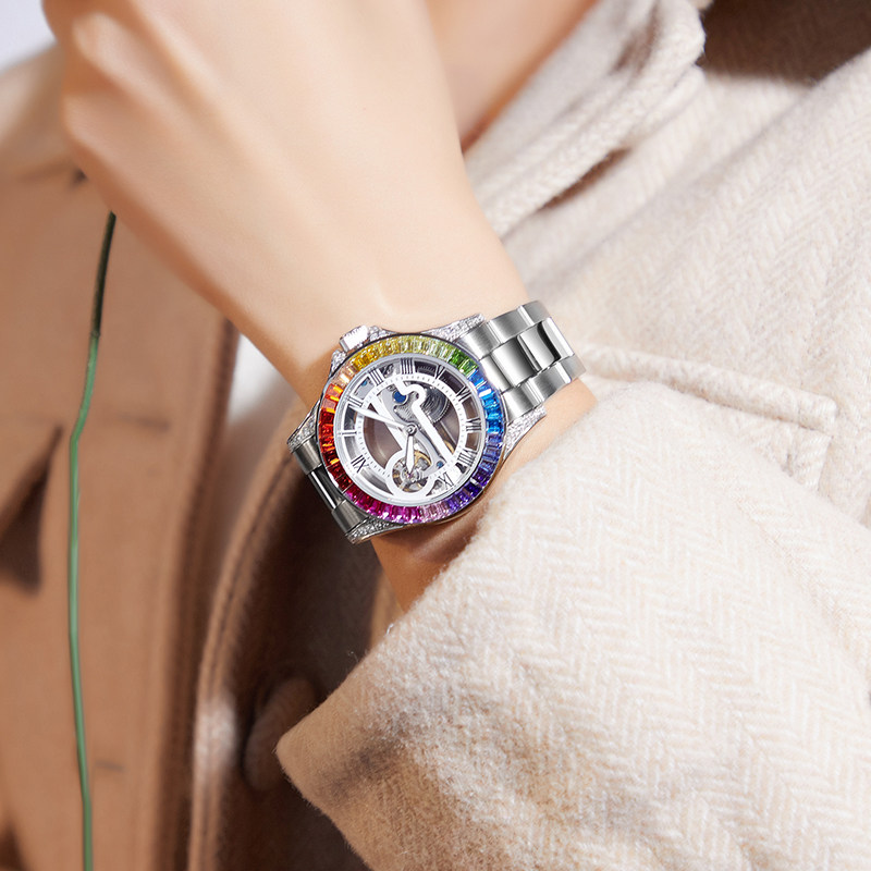 蒂玮娜davena女时尚镶钻全镂空男表 davena手表国产腕表