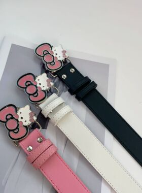 manjusaka 百搭牛仔裤皮带KT猫咪扣千禧辣妹亚文化女士潮装饰腰带