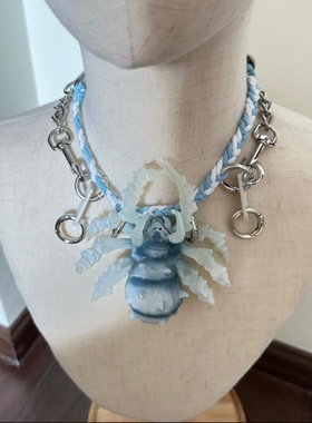 manjusaka 原创金属项圈皮扣小众设计项链新品潮流配饰暗黑