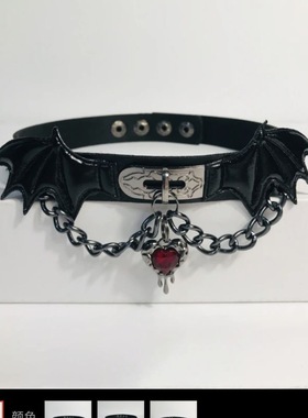 manjusaka暗黑朋克哥特风亚文化小众恶魔翅膀Choker进口皮革手工