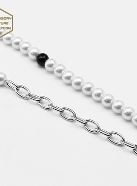 吊坠双面钻石项链银珍珠