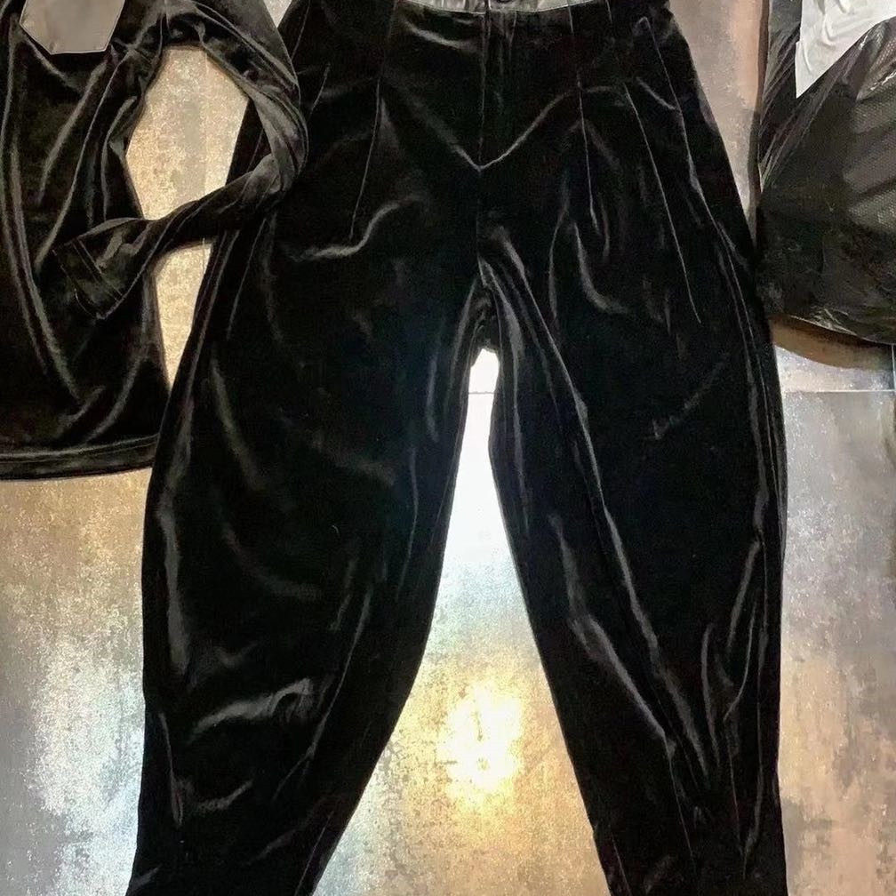 2025年冬季金丝绒小脚哈伦裤女秋冬新款高腰显瘦韩版黑色女款裤子,淘宝优惠券,粉丝福利购,淘宝优惠卷