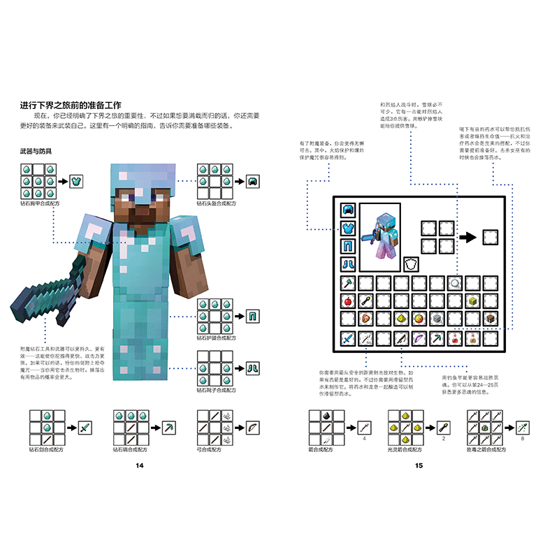 我的世界书 下界与末地指南 中文版官方手册游戏攻略 6-8-12岁儿童益智游戏专注力训练书籍 建筑战斗探索创意红石进阶指南漫画书