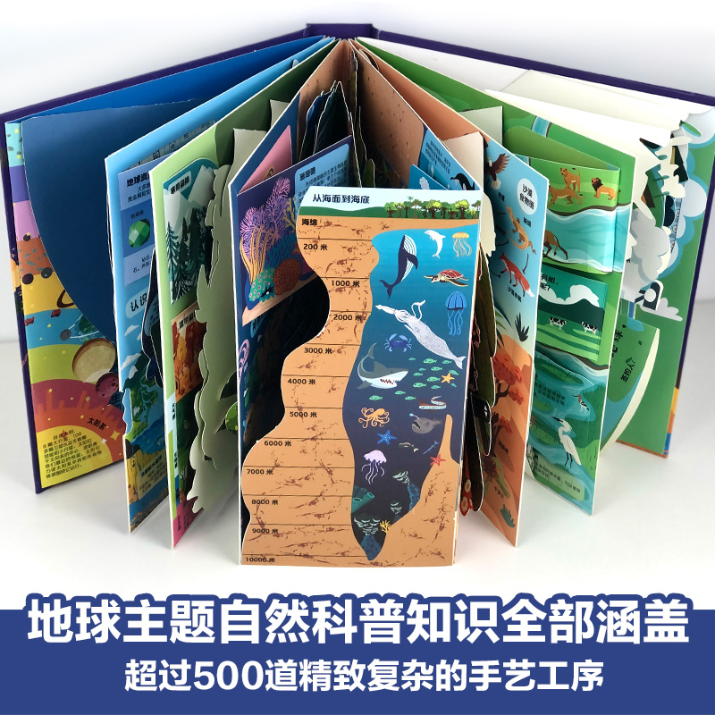奇妙地球立体书揭秘地球探索地球大开本儿童3d立体书科普翻翻书3-6-8-10岁宝宝科普揭秘机关小学生少儿百科全书小学生课外阅读百科 - 图3