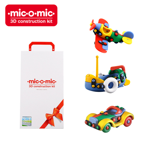 德国micomic米扣玩具儿童拼装益智玩具男孩汽车飞机积木模型3岁