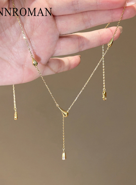 金色水滴吊坠项链通勤百搭细颈链