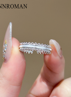 轻奢蕾丝镂空贝母开口女戒