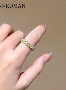 黄色氧化锆可调开口戒指2026款