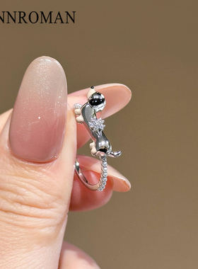 腊肠狗水晶戒指女时尚