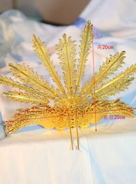 古风金色点翠凤凰流苏发冠