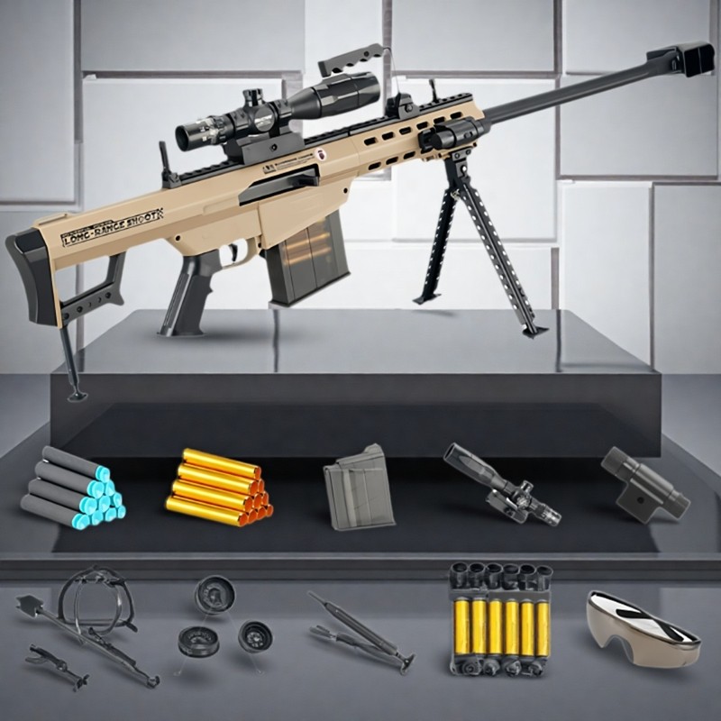 乐辉软弹枪手动上堂抛壳超大号巴雷特狙击枪儿童玩具户外训练模型,淘宝优惠券,粉丝福利购,淘宝优惠卷
