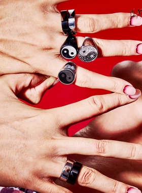 黑骨BLACKBONE777TripleSeven中式暗黑国风太极八卦男女同款戒指