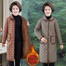 Winter Mom dress Nagas with velvet Thickened Warm Cotton Coat Jacket Middle-aged Lady Fashion Cotton Clothing Thick Cotton Padded Jacket