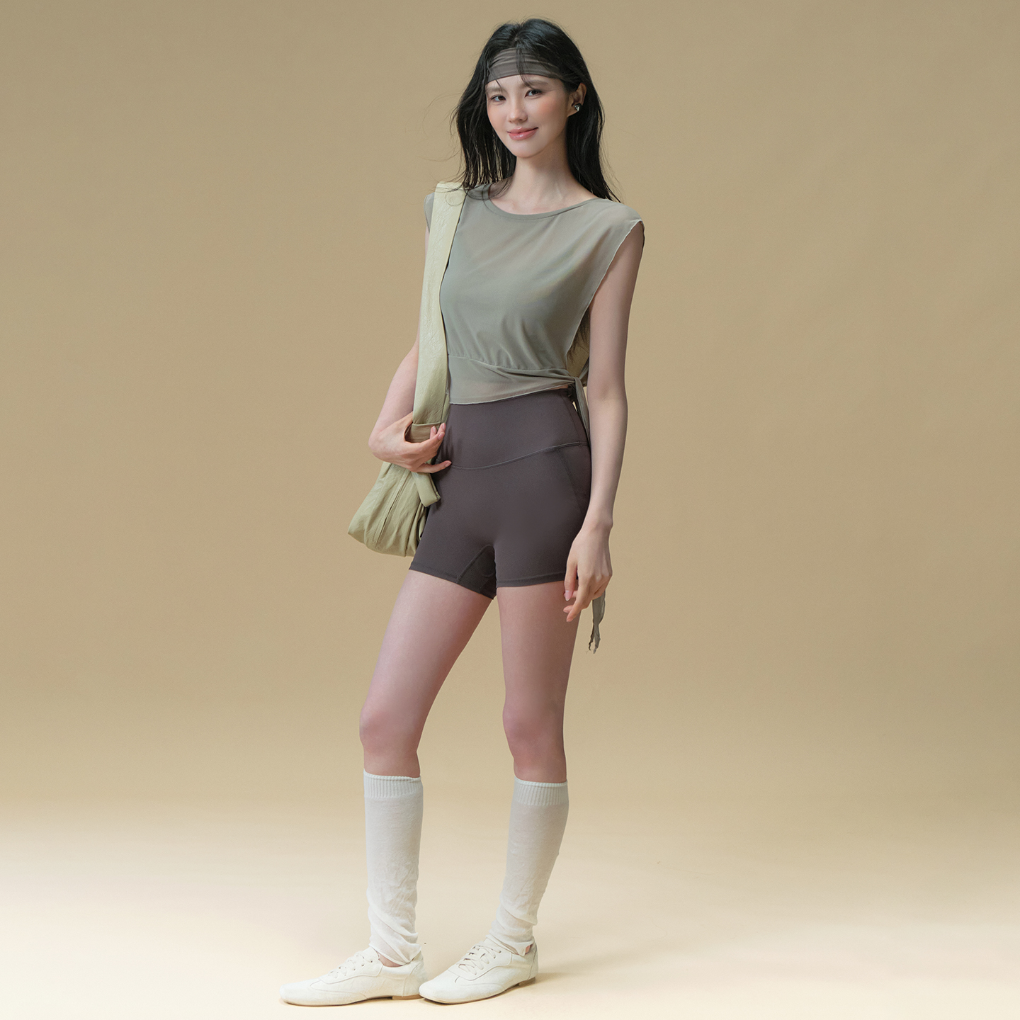 瑜伽服两件套女夏季绝美网纱运动上衣短袖T恤普拉提训练健身套装 - 图3