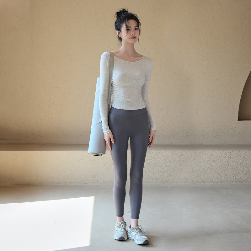 瑜伽服女2025秋季新款运动上衣修身显瘦长袖T恤普拉提训练健身服 - 图3