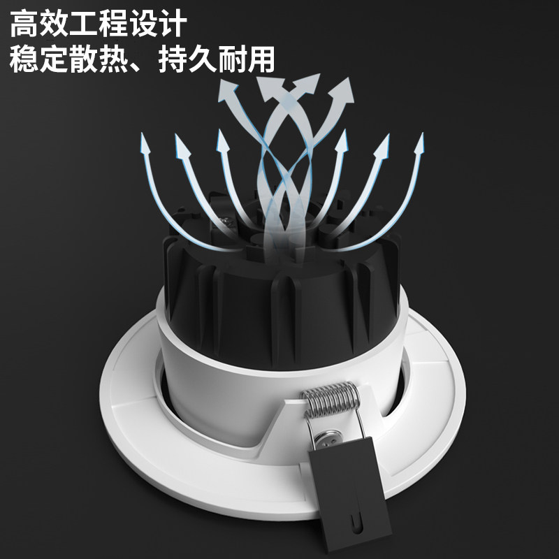 cob射灯led嵌入式天花灯商场服装店铺商用开孔12CM9W10瓦防眩筒灯_虎窝淘