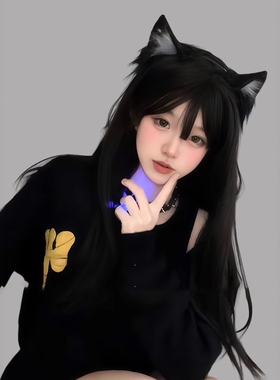 猫耳发箍女cos仿真立体兽耳KC可爱毛绒耳朵洗脸头箍lolita发饰黑