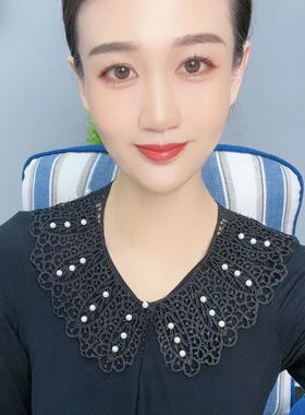 【贝珠蕾丝假领】韩版花边女士镂空木棉丝披肩夏季防晒假领子百搭