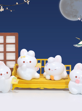 宝贝故事中秋兔集合摆件