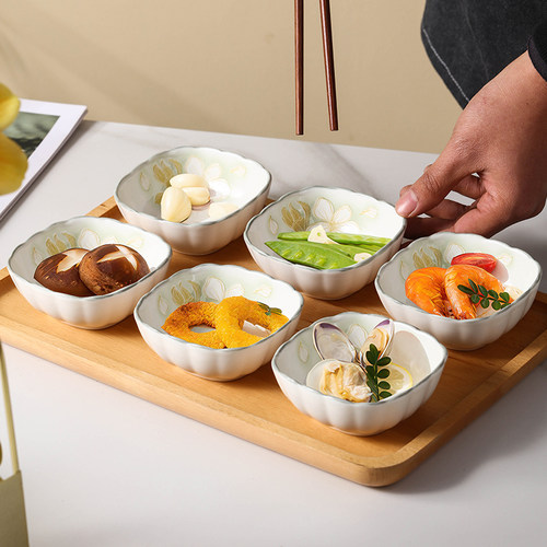 轻奢家用蘸料碟10只装 调味碟酱油陶瓷味碟吐骨碟调料碟小吃碟 - 图0
