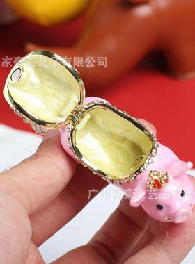 诸事顺遂珐琅彩首饰盒轻奢卡通镶钻手工艺品礼物桌面摆件家居饰品