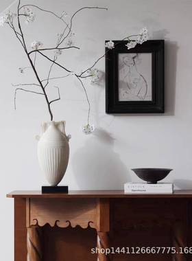 高颜值简约波浪仿玉石树脂花瓶干鲜花民宿百搭艺术高级感家居花器