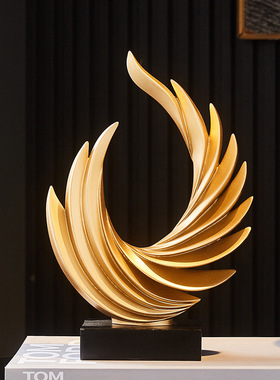 风生水起系列金色羽翼造型树脂工艺品摆件客厅玄关酒柜电视柜装饰