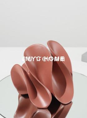 现代轻奢波浪形树脂摆件玄关装饰品样板房间书房酒店民宿家居摆设