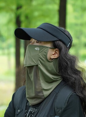 夏季跑步脸罩全脸遮阳防晒面罩男款口罩女夏冰丝护颈脖套骑行面巾