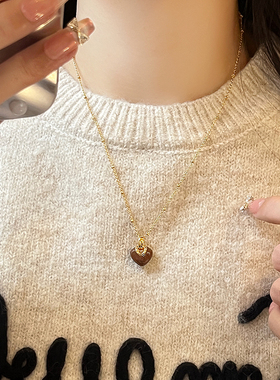 红色珐琅滴釉爱心豆豆链项链春夏高级感甜美轻奢小众锁骨链礼物