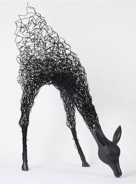 户外不锈钢铁艺梅花鹿落地动物雕塑酒店会所商业广场展厅装饰摆件