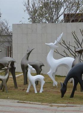 花园景观小品梅花鹿抽象玻璃钢鹿户外园林麋鹿雕塑商场美陈装饰品