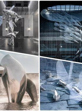 大型不锈钢雕塑定制抽象园林城市户外景观房地产镂空鹿装饰品摆件