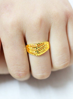 黄金戒指女款9999足金纯金指环素圈素金结婚首饰按克重送老婆