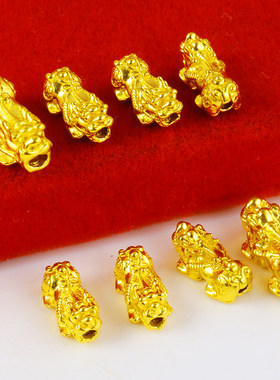 黄金貔貅戒指男女999足金24K纯金3D硬金真金子串手链编戒指小