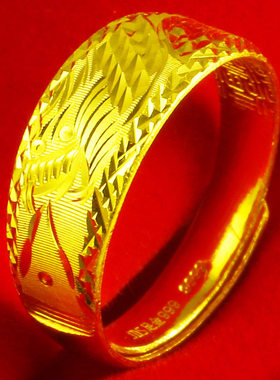 黄金戒指9999足金男女款龙凤戒情侣对戒纯金新娘结婚首饰按克