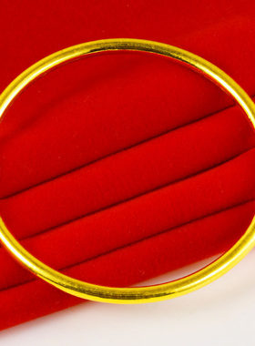 黄金手镯999足金男女款光面素圈光圈纯金镯子真金首饰送妈妈