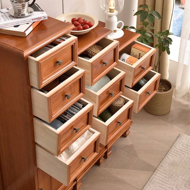 Thickened solid wooden chest of cabinets with narrow joints in bedrooms, simple chest of cabinets, living room drawer storage cabinets, corner cabinets